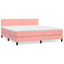 vidaXL Sommier à lattes de lit avec matelas Rose 180x200 cm Velours