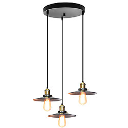 Stoex Suspension Luminaire Vintage Métal Ø22cm - Edison 3 Têtes - Style industriel pour Cuisine Salon Salle à manger Bar , Noir