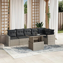 vidaXL Salon de jardin avec coussins 7 pcs gris clair résine tressée 