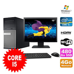 Lot PC Tour DELL 3010 MT I5-2400 Graveur 4Go 480Go SSD HDMI Wifi W7 + Ecran 19" - Occasion