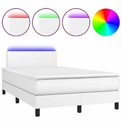 Maison Chic Lit adulte- Lit + matelas + LED,Sommier à lattes de lit matelas LED blanc 120x190 cm similicuir -GKD10235