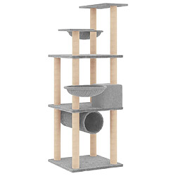 Arbre à chat avec griffoirs,niche pour chat en sisal gris clair 141 cm -MN46247 pas cher