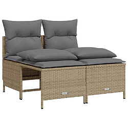 vidaXL Salon de jardin avec coussins 4 pcs beige résine tressée