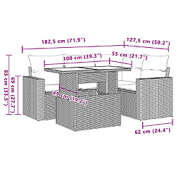 vidaXL Salon de jardin avec coussins 5 pcs marron résine tressée pas cher