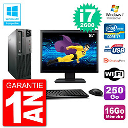 PC Lenovo M82 SFF Ecran 27" i7-2600 RAM 16Go Disque 250Go Graveur DVD Wifi W7 - Occasion