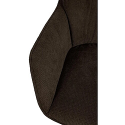 Decoshop26 Chaise de salle à manger pivotant avec accoudoirs x1 en tissu marron et piètement en métal noir 10_0002041 pas cher