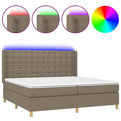 vidaXL Sommier à lattes de lit matelas et LED Taupe 200x200 cm Tissu