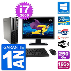 PC Lenovo M91p SFF Ecran 22" Intel i7-2600 RAM 16Go Disque 250Go Windows 10 Wifi - Occasion