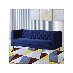 Habitat Et Jardin Canapé fixe en velours Bruce - 196 x 76 x 82 cm - 3 places - Bleu foncé