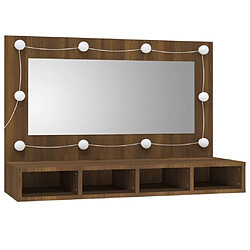 Helloshop26 Armoire à miroir avec led chêne 90 x 31,5 x 62 cm marron 02_0006668