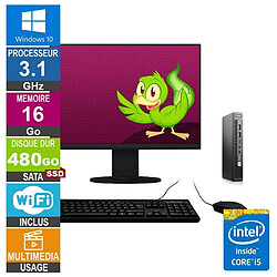 HP 600 G2 Mini i5-6500T 3.10GHz 16Go/480Go SSD Wifi W10 + Ecran 19 · Reconditionné 