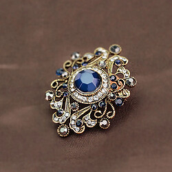 Plaqué Mode Fleur Bijoux Vintage Or Broche En Strass Bleu Pin pas cher