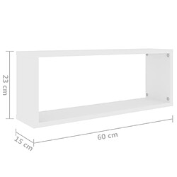 vidaXL Étagères murales cube 4 pcs Blanc 60x15x23 cm Bois d’ingénierie pas cher