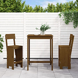 Maison Chic Table de bar et chaises d'extérieur 3 pcs,Ensemble de bar de jardin pour relax marron miel bois pin massif -GKD578487