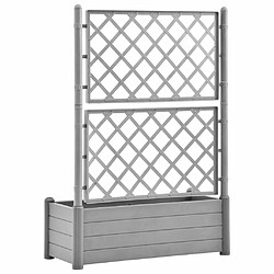 Maison Chic Jardinière,Bac à fleurs avec treillis - pot de fleur 100x43x142 cm PP Gris pierre -GKD76739 pas cher