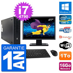 PC HP 600 G1 SFF Ecran 27" Intel i7-4790 RAM 16Go Disque Dur 1To Windows 10 Wifi · Occasion 