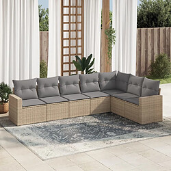 vidaXL Salon de jardin avec coussins 7 pcs beige résine tressée 