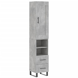 vidaXL Buffet haut Gris béton 34,5x34x180 cm Bois d'ingénierie