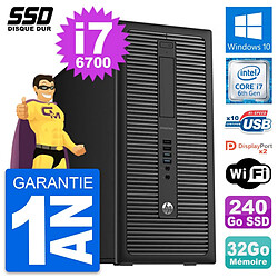 PC Tour HP EliteDesk 800 G2 Intel i7-6700 RAM 32Go SSD 240Go Windows 10 Wifi · Occasion 