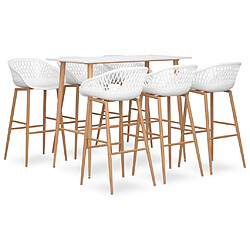 vidaXL Ensemble de bar 7 pcs Blanc