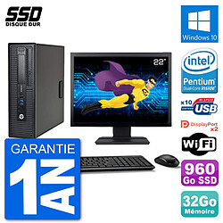 PC HP EliteDesk 800 G1 Ecran 22" Intel G3220 RAM 32Go SSD 960Go Windows 10 Wifi · Occasion 