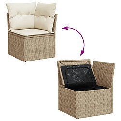 Avis vidaXL Salon de jardin avec coussins 9 pcs beige résine tressée