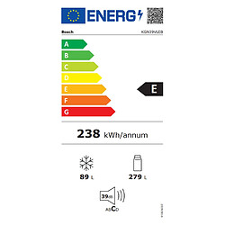 Réfrigérateur combiné 60cm 368l nofrost inox - KGN39VLEB - BOSCH