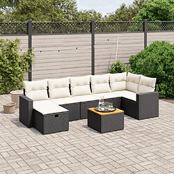 Maison Chic Ensemble Tables et chaises d'extérieur 8 pcs avec coussins,Salon de jardin noir résine tressée -GKD327120