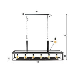 Acheter Mes Suspension pour bar 6 lampes 160x28x150 cm en métal gris foncé