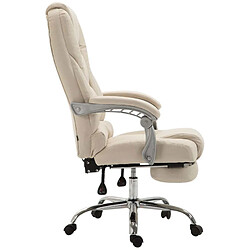 Decoshop26 Fauteuil de bureau sur roulettes avec repose-pieds et hauteur ajustable pivotant en tissu crème 10_0002587