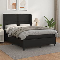 vidaXL Sommier à lattes de lit avec matelas Noir 140x190 cm Similicuir 