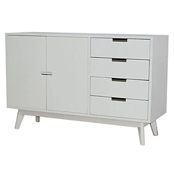 Pegane Buffet Meuble de rangement en bois de paulownia et MDF coloris blanc - Longueur 100 x Hauteur 65.5 x Profondeur 35 cm 