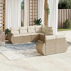 vidaXL Salon de jardin avec coussins 7 pcs beige résine tressée