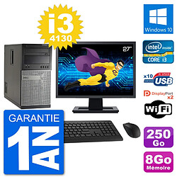 PC Tour Dell 7020 Ecran 27" Intel i3-4130 RAM 8Go Disque 250Go Windows 10 Wifi · Occasion 