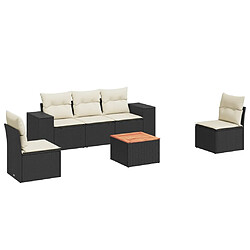 vidaXL Salon de jardin 6 pcs avec coussins noir résine tressée