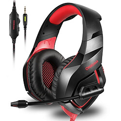 Wewoo Casque avec microphone pour camouflage à suppression des basses profondes (noir, rouge) 