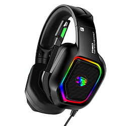 General Casque de jeu surround stéréo 7.1 avec microphone, casque supra-auriculaire avec lumière LED RVB, bandeau à réglage automatique, micro antibruit, compatible avec PS4 PS5 Xbox PC Laptop(noir) 