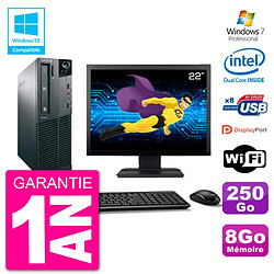 PC Lenovo M82 SFF Ecran 22" G2020 RAM 8Go Disque 250Go Graveur DVD Wifi W7 - Occasion