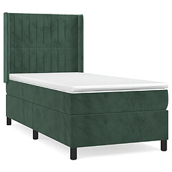 Maison Chic Structures de lit + matelas,Lit à sommier tapissier avec matelas Vert foncé 90x190 cm -MN77774