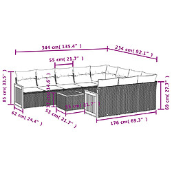 Avis vidaXL Salon de jardin 11 pcs avec coussins beige résine tressée