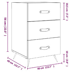 vidaXL Table de chevet gris béton 40x40x66 cm bois d'ingénierie pas cher