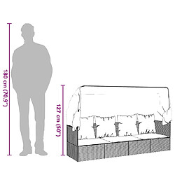 vidaXL Lit de salon d'extérieur toit et coussins Marron Résine tressée pas cher