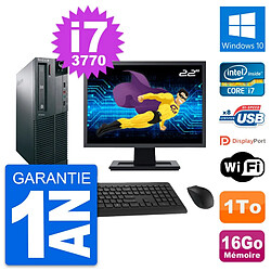 PC Lenovo M82 SFF Ecran 22" Intel i7-3770 RAM 16Go Disque 1To Windows 10 Wifi - Occasion