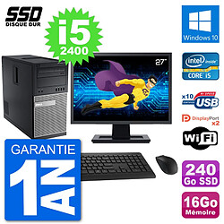 PC Tour Dell 7010 Ecran 27" Intel i5-2400 RAM 16Go SSD 240Go Windows 10 Wifi · Occasion 