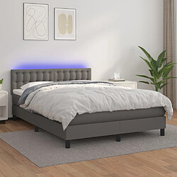 vidaXL Sommier à lattes de lit avec matelas et LED Gris 140x190cm 