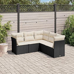 vidaXL Salon de jardin 5 pcs avec coussins noir résine tressée 