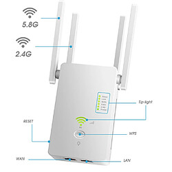 Avis 1200Mbps Wifi Répéteur 802.11 AP Router Extender Signal Booster Range Blanc