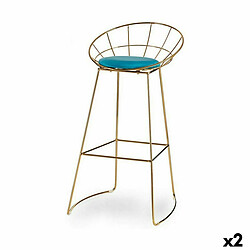 Gift Decor Tabouret Bleu Doré Fer 51 x 94 x 52 cm (2 Unités)