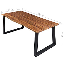 vidaXL Table à manger 170x90x75 cm Bois d'acacia massif pas cher