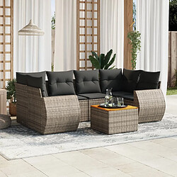 vidaXL Salon de jardin avec coussins 7 pcs gris résine tressée 